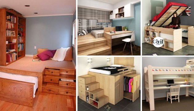 Space saving bedroom furniture for tiny homes