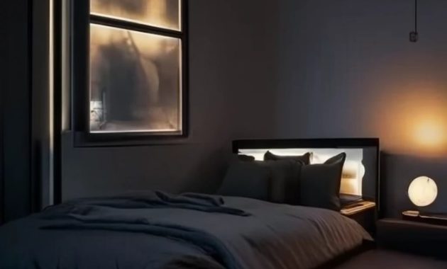 Black bedroom furniture with led lights